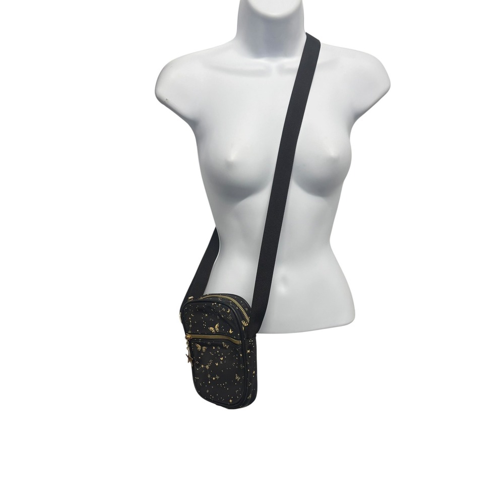 Lovesick Celestial Butterfly Crossbody Bag Black Gold Star Moon Constellation